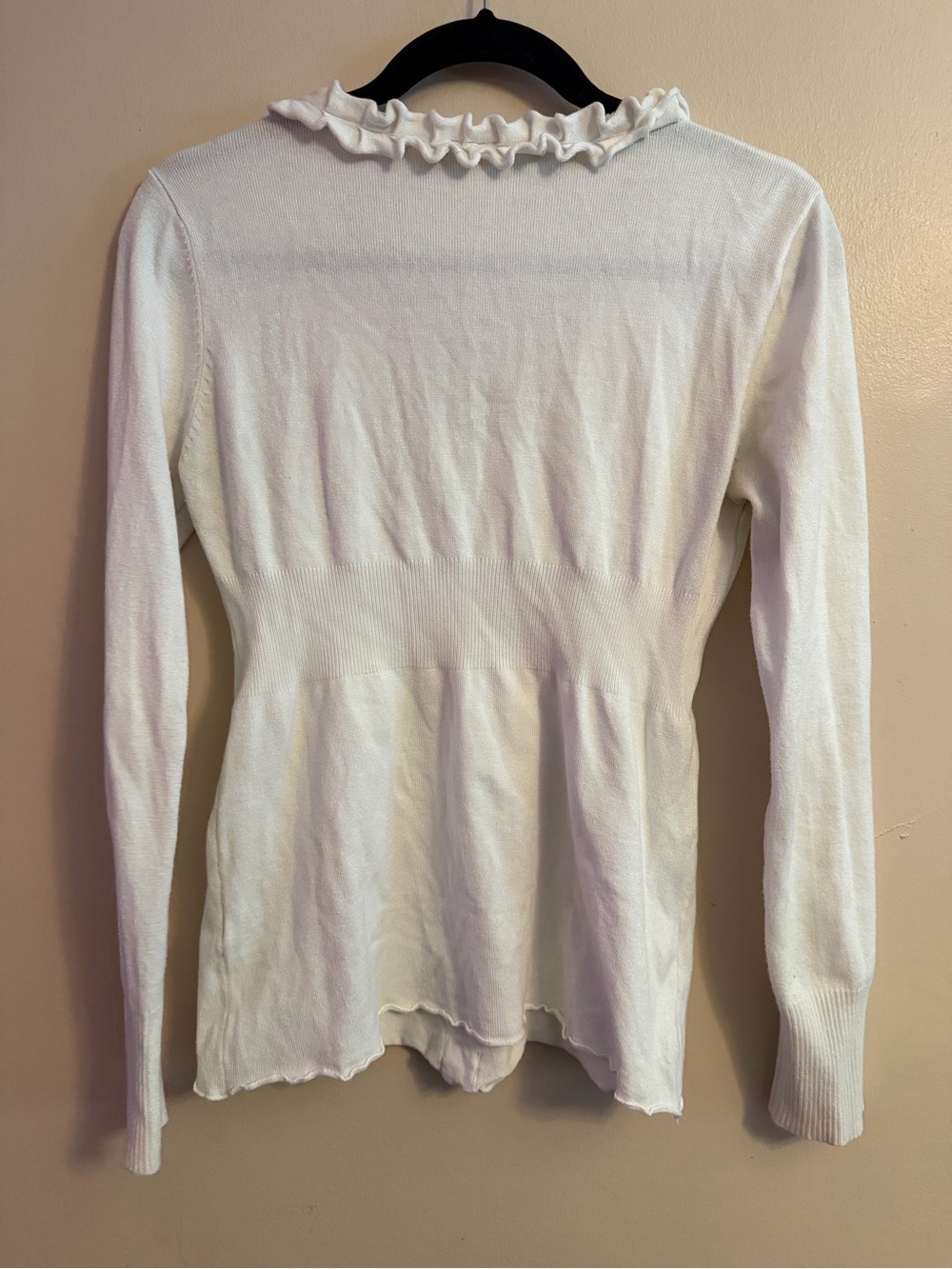 VILA Cream Ruffle-Trim Knit Top - Picture 2 of 4